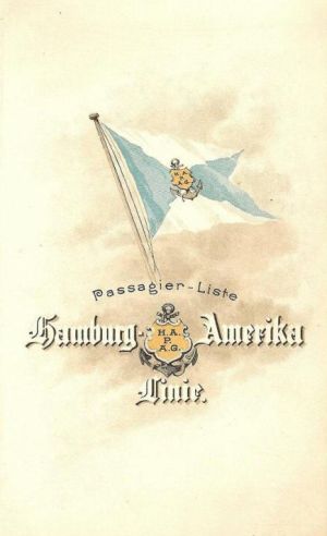 Cover of manifest for S.S. FURST BISMARCK  from New York to Southampton and Hamburg Germany Thursday, July 9th, 1896